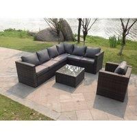 Pe Rattan Corner Sofa Set Outdoor Garden Furniture Square Coffee Table Chair