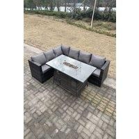 Corner Sofa Set Fire Pit Table - Grey