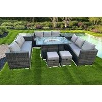Outdoor Garden Corner Furniture Gas Fire Pit Table Heater Footstools 11 Seater