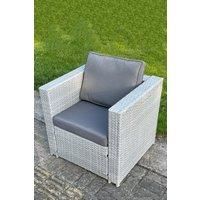 Fimous Rattan Single Chair Patio Garden Furniture With Thick Cushion Light Grey