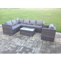 Pe Rattan Corner Sofa Set Outdoor Garden Furniture Oblong Coffee Table Chair