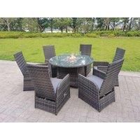Rattan Garden Furniture Gas Fire Pit Round Dining Table And Chairs 6 Seater Plus Round Table
