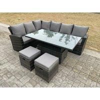 High Back Rattan Corner Sofa Sets Adjustable Rising Table 8 Seater