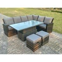 High Back Rattan Corner Sofa Sets Adjustable Rising Table 8 Seater