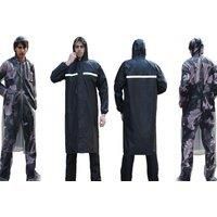 Men'S Long Packable Waterproof Rain Jacket With Reflective Strip - Black, 7 Sizes!