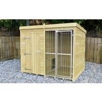 DIY Sheds Timber Dog Kennel And Run (Full Height With Bars) 8 x 6 ft