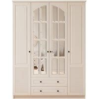 Elise 4 Door 2 Drawer Mirrored White Wardrobe