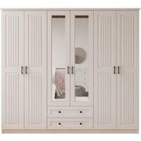 Juliet 6 Door 2 Drawer Mirrored White Wardrobe