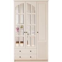 Elise 3 Door 2 Drawer Mirrored White Wardrobe