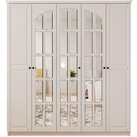 Maison 5 Door Mirrored White Wardrobe