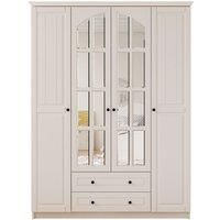Combe 4 Door 2 Drawer Mirrored White Wardrobe