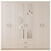 Anne 6 Door 2 Drawer Mirrored White Wardrobe