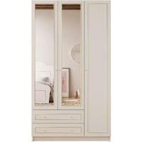 Marie Xl 3 Door 2 Drawer Mirrored Gold White Wardrobe