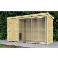 DIY Sheds Timber Dog Kennel And Run (Full Height With Bars) 12 x 4ft