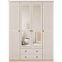 Volet Xl 4 Door 2 Drawer Mirrored White Wardrobe