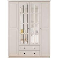 Maison 4 Door 2 Drawer Mirrored White Wardrobe