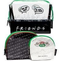 Friends Logo Theme 3-Piece Makeup And Toiletry Bag Set! - Black