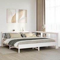 Bookcase Bed without Mattress White 200x200 cm Solid Wood Pine
