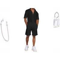 Men'S 2-Piece Breathable Short Sleeve T-Shirt & Cargo Shorts Set - Casual Summer Essential, 100% Polyester, 6 Sizes, 5 Colours