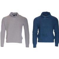 Men'S Plain 100% Cotton Knit-Jumper Shawl Neck - 4 Sizes, 2 Colours