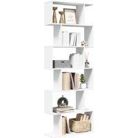 Room Divider Bookcase 6-Tier White 70x24x193 cm Engineered Wood
