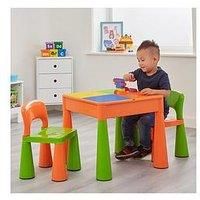 5 in 1 Activity Table & Chairs with Writing Top/Sand/Water/Storage, Green/Orange