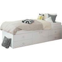 KUDL Low Single 3Ft Cabin Bed 4 Drawers White