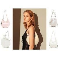 Fashion Single-Shoulder Moon Bag - White & Black