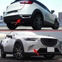 Chrome Front + Rear Fog Light Lamp Cover Trims Eyebrow Strip For 2016-2024 Mazda CX-3 CX3 DK Bumper