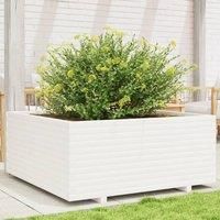 Garden Planter White 110x110x49.5 cm Solid Wood Pine