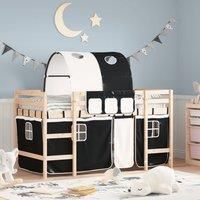 Kids' Loft Bed with Tunnel White&Black 90x200cm Solid Wood Pine