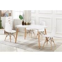 Rectangle Dining Table With 4 Eiffel Chairs In White Or Grey