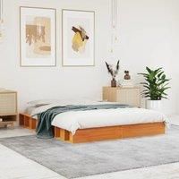 Bed Frame without Mattress Wax Brown 135x190 cm Double Solid Wood Pine