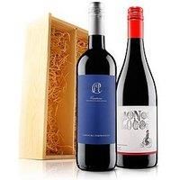 Virgin Wines Two Bottles Of Red Wine In A Wooden Giftbox
