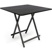 Classic Black Folding Dining Table, Retro Design, Easy Storage & Use