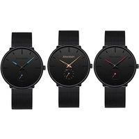 Khorasan Men'S Mesh Strap Minimalist Quartz Watch - Black