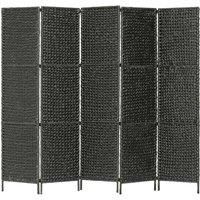 5-Panel Room Divider Black 193x160 cm Water Hyacinth