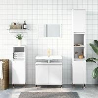 3 Piece Bathroom Cabinet Set White Engineered Wood
