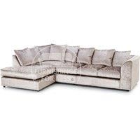 Crystal Crushed Velvet Large 5 Seater L Shaped Corner Sofa Left Hand Facing