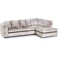 Crystal Crushed Velvet Large 5 Seater L Shaped Corner Sofa Right Hand Facing