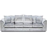 Crystal Crushed Velvet Long 4 Seater Sofa Scatter Back Curved Arm