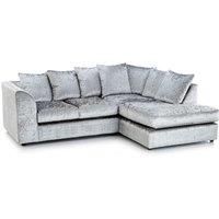 Crystal Crushed Velvet 3 to 4 Seater L Shaped Corner Sofa Right Hand Facing