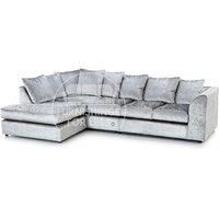 Crystal Crushed Velvet Large 5 Seater L Shaped Corner Sofa Left Hand Facing