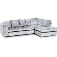 Crystal Crushed Velvet Large 5 Seater L Shaped Corner Sofa Right Hand Facing