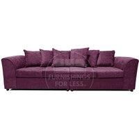Monaco Chenille Fabric Long 4 Seater Sofa Scatter Back Curved Arm