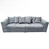 Monaco Chenille Fabric Long 4 Seater Sofa Scatter Back Curved Arm