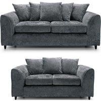 Monaco Chenille Fabric Sofa Set 3 and 2 Seater Sofa Scatter Back Curved Arm