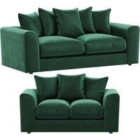 Brooklyn Plush Velvet Fibre Fabric Sofa Set 3 and 2 Seater sofa