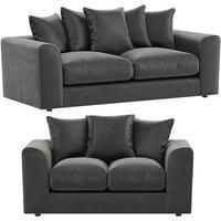 Brooklyn Plush Velvet Fibre Fabric Sofa Set 3 and 2 Seater sofa