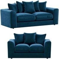 Brooklyn Plush Velvet Fibre Fabric Sofa Set 3 and 2 Seater sofa